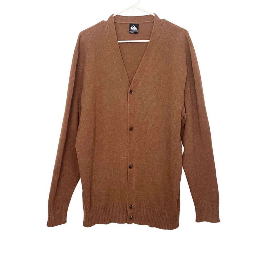 Quiksilver Mens Brown V-Neck Button Front Knit Cardigan Sweater XL